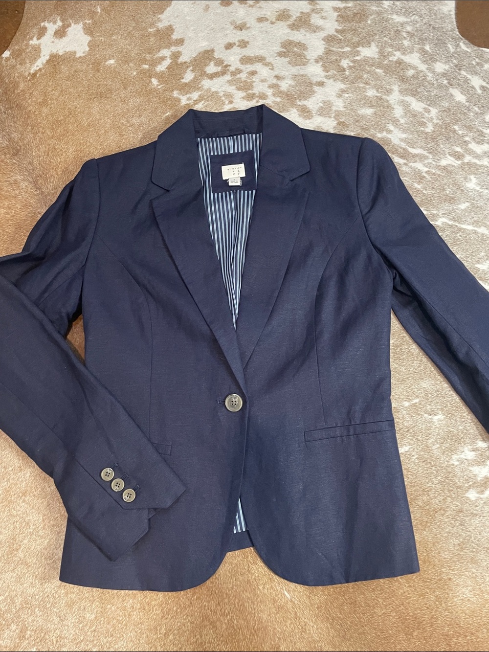 Navy linen Single-Button Women’s Blazer